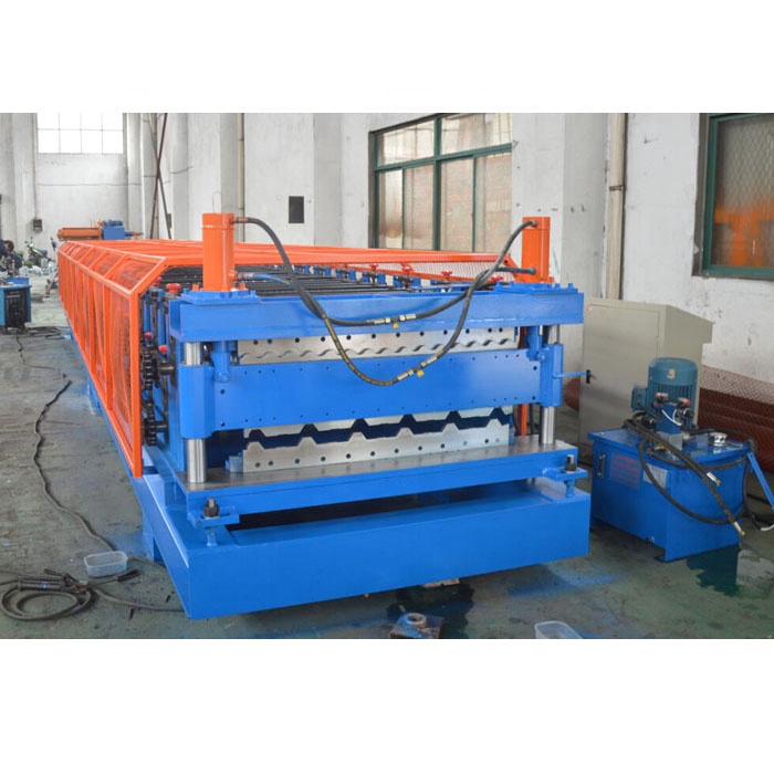 Hydraulic pillar cut aluminum double layer roll forming machine