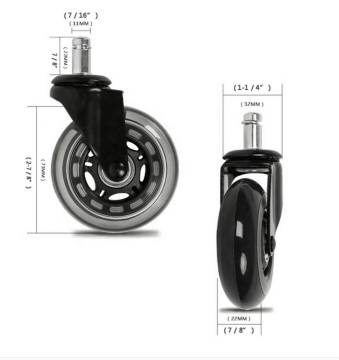WBD 3 Inch PU Castor Wheel Rollerblade Caster Wheels