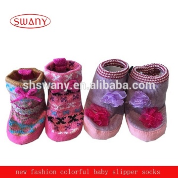 fashion wholesale colorful slipper socks with leather sole,slipper socks with rubber sole ,acrylic slipper socks