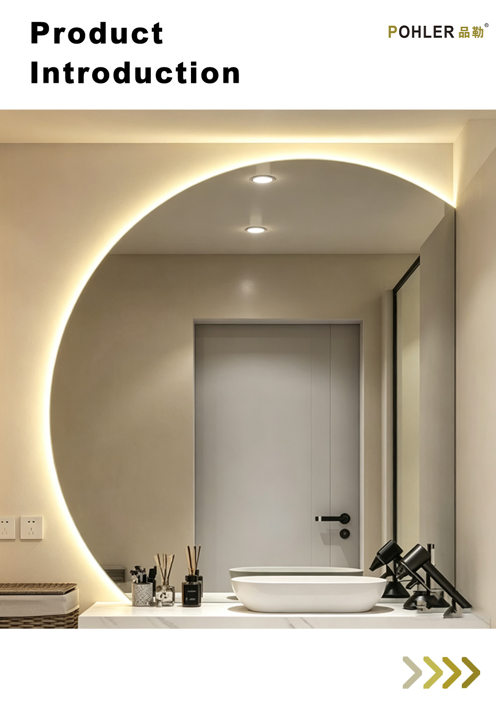 D065 Полуарочное светодиодное зеркало X D065 Half Arch LED Mirror X