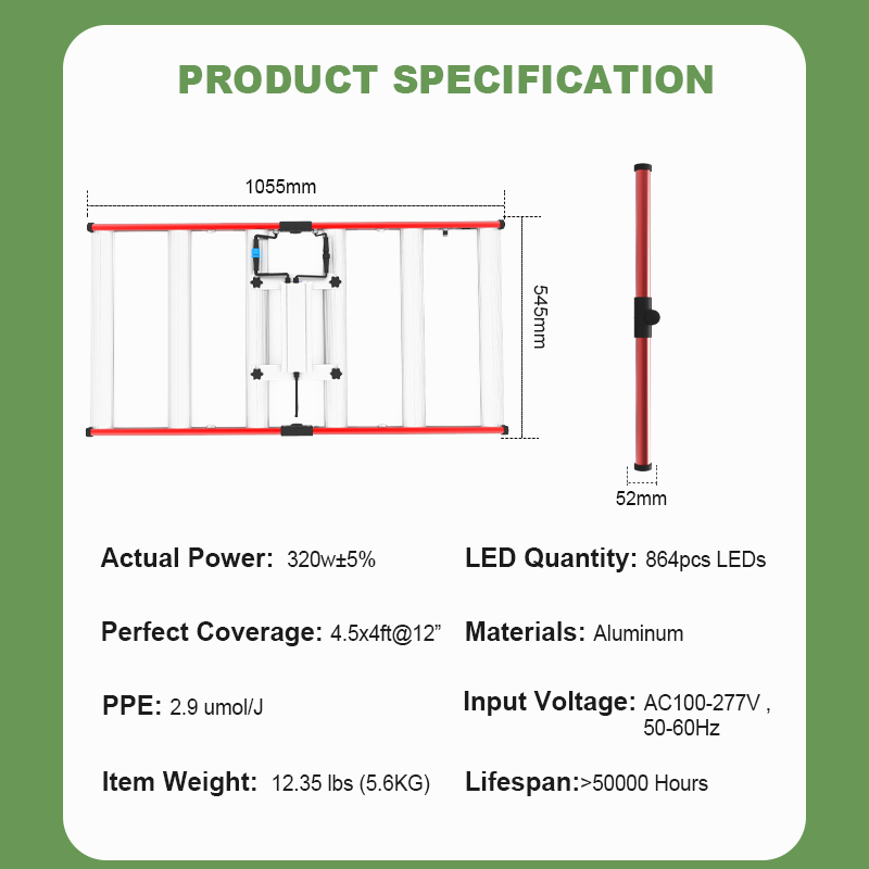 공장 도매 실내 수경 320W LED는 빛을 발합니다