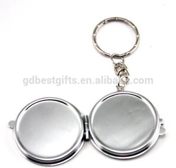 custom logo metal pocket mirror keychain