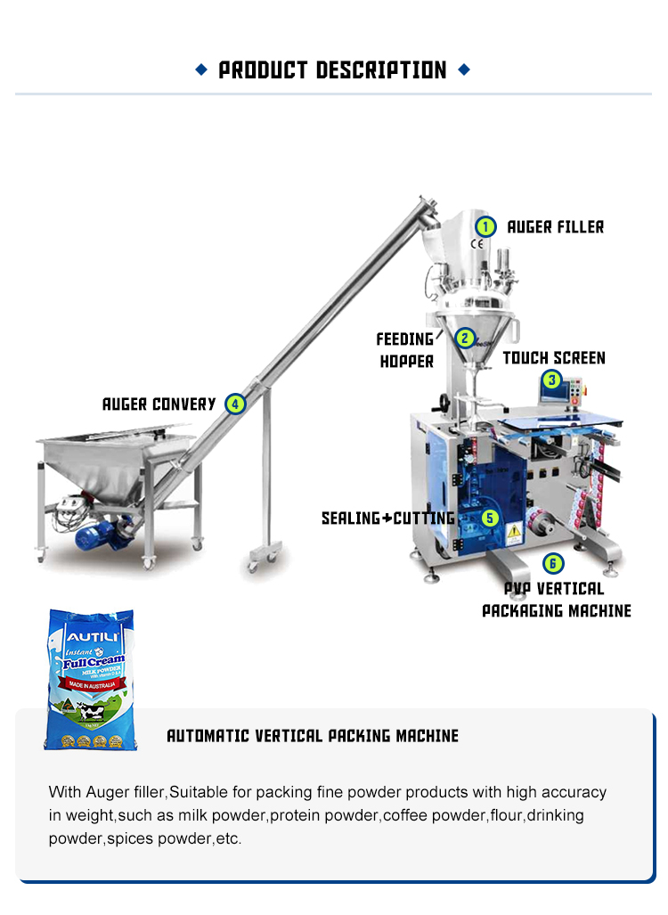 High Quality PVP Automatic Powder Packing Machine For Flour Coffee Powder Spices With Auger Filler Solution In Cheap Price