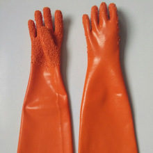 قفازات PVC البرتقالية مع رقائق القطن بطانة 60 سم