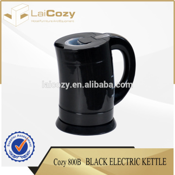 Small hotel electric plastic kettle/ black plastic kettle for hotel room/unique electric kettle