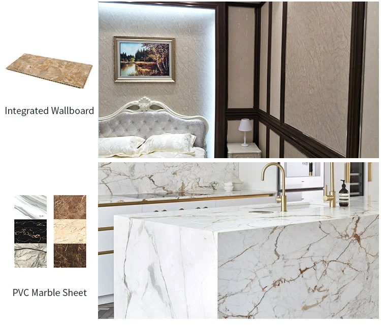 1220*2440 High Gloss PVC UV Board Faux Stone Marble Sheet PVC Marble Plastic Sheet for Wall Decoration