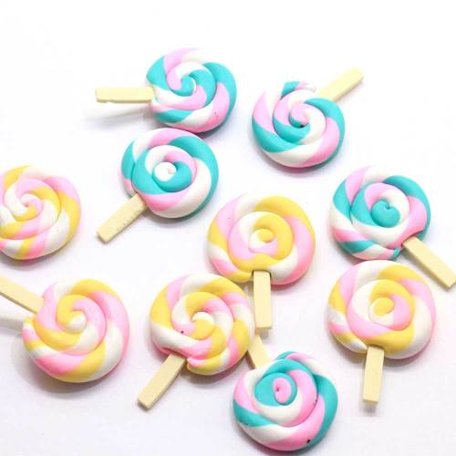 Hot koop simulatie candy stick vormige polymeer klei handgemaakte ambachtelijke decoratie mini slice meisjes slaapkamer ornamenten