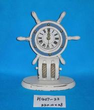 wooden wheel clock nautical craft wall home decoration