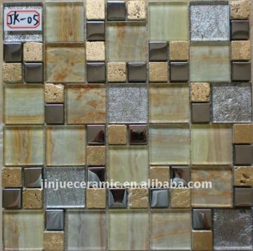 Stainless Steel Mixed Glass Mosaic hand make tile