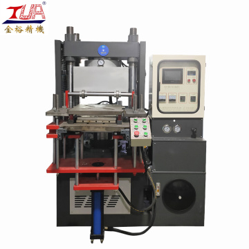 Vertical rubber compression molding machine with vacuum pump
