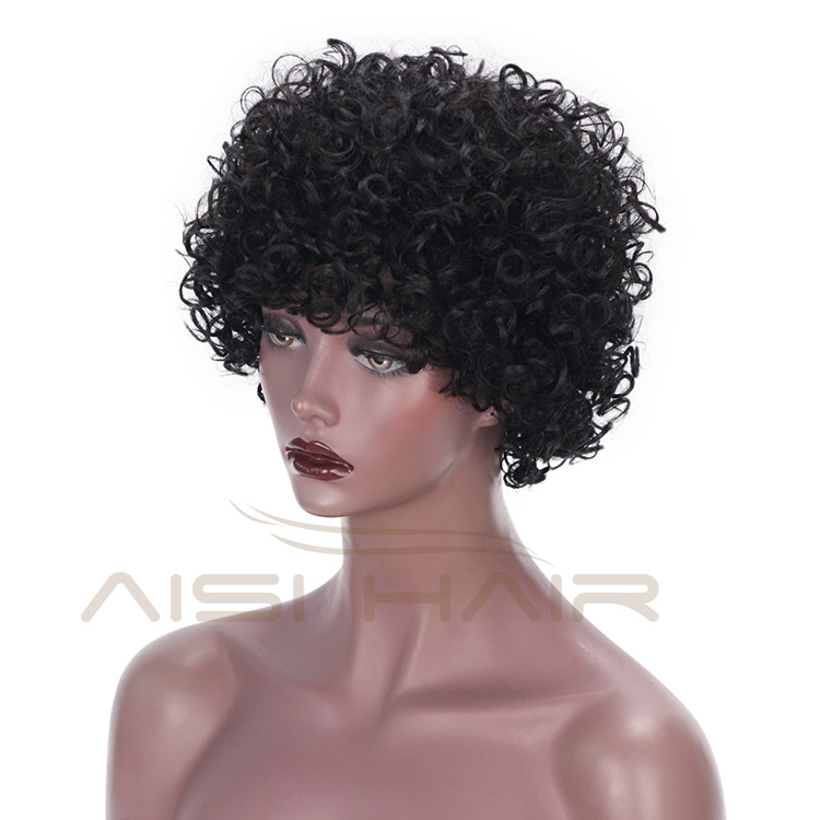 Aisi Hair Short Brazilian Human Hair Wigs Natural Black Machine Made Afro Curly Human Hair Wigs For Black Women