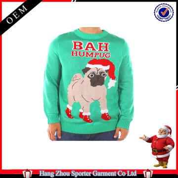 16FZCS70 doggy pattern knitted christmas sweater ugly holiday jumper