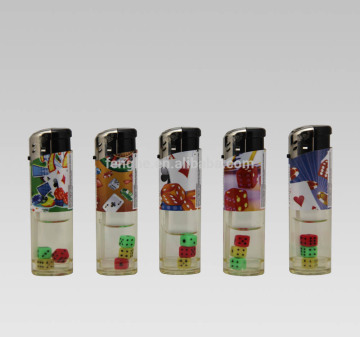 China lighter manufacturer clear electronic lighter with dices FH-826