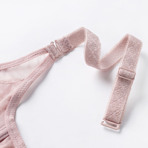 Nova tendência feminina em estoque: sutiã de renda com aros e calcinha de lingerie transparente