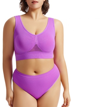 Wholesale Breathable Bra and Briefs Set: Plus Size Women's Sport Yoga Underwear