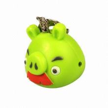 Pig head LED sound keychain