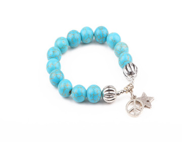 2018 charm turquoise stone star rosary bead bracelet