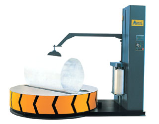 Stretch film wrapping machine for paper reel