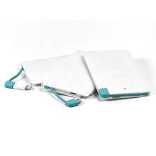 2600mAh ABS Card Sized Compact External Battery Power Bank Portable Charger With Cable