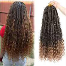 Hot sell Factory Price wholesale wavy synthetic Hair Extensions River locs 3X Box Crotchet Braids curly box braids