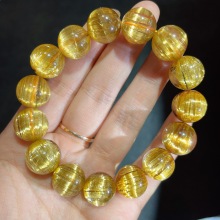 Wholesale High Quality Crystal Beads Gold Healing Bracelets - 7mm 13mm Rutilated Quartz