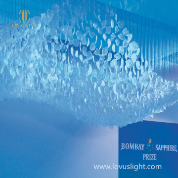 Blue ocean water wave shape chandelier Function room chandelier custom creative chandelier