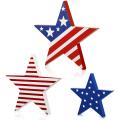 3 Pieces Independence Day Wooden Star Signs