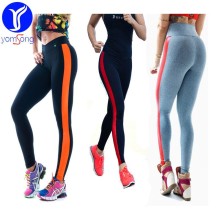 Womes Athletic Apparel Stripe Leggings Yoga Gym Stretch Pants