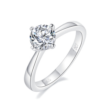 Solitaire Cluster Heart Engagement Ring with Moissanite and Diamonds in 925 Sterling Silver