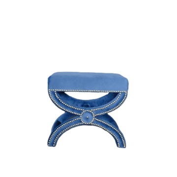 Vintage Wooden Velvet Footstool Ottoman