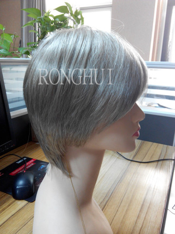 Wholesale synthetic straight wave short style grey hair wig