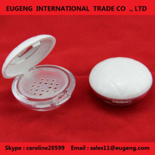 Plastic round clear loose powder jar with sifter