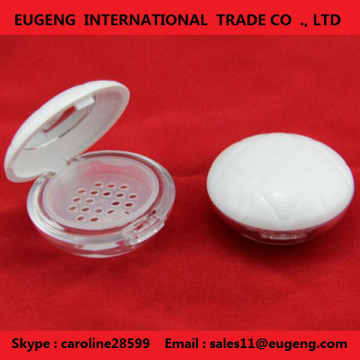 Plastic round clear loose powder jar with sifter