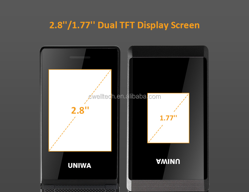 UNIWA X28 Dual Screen Folding Senior Mobile Phone Big Keyboard Flip 2G Feature SOS Old People Cellphone