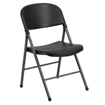 Black Plastic Folding Chair with Charcoal Frame