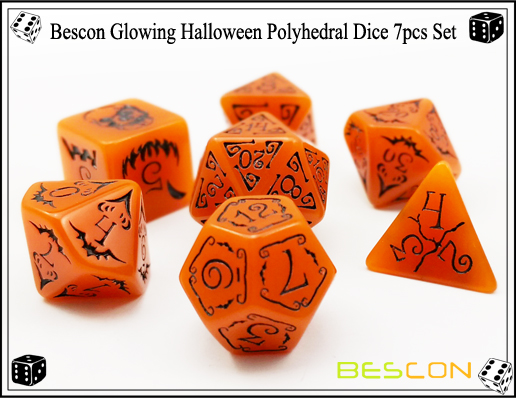 Bescon glühende Halloween Polyhedral Würfel 7pcs Set-6 Bescon Glowing Halloween Polyhedral Dice 7pcs Set-6