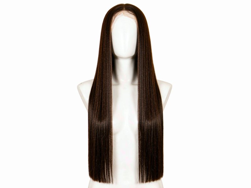 Medium Brown Long Straight Wig 100% Human Hair