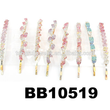 wholesale ladies' fancy glitter rhinestone metal long hair clips for woman