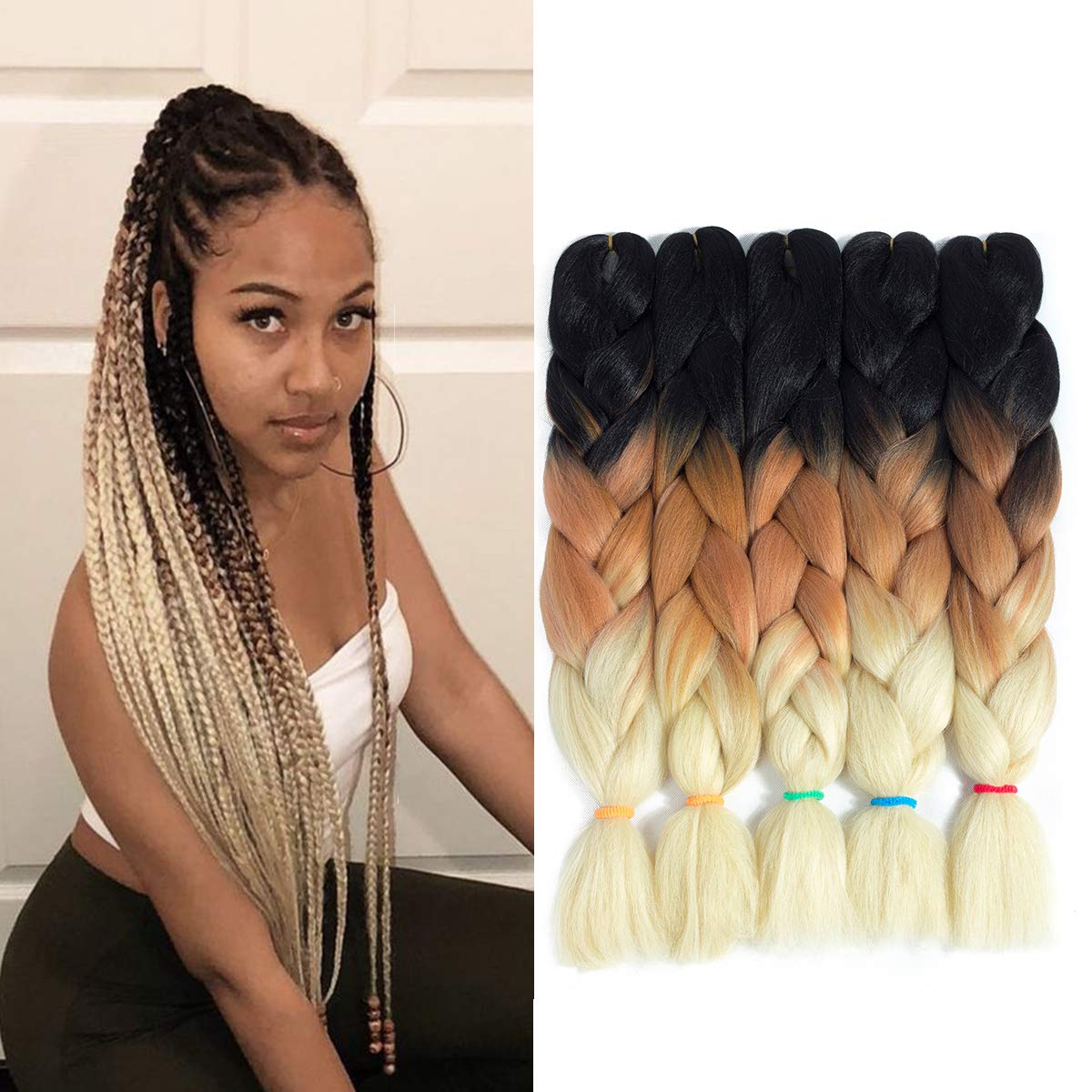 Glowing Synthetic Jumbo Braids Darkness Soft Braiding Hair Extensions Shining Hair For Halloween Christmas Festival Party