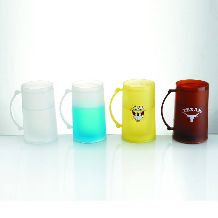 Factory Hot Selling Double Wall Freezer Mugs Durable Plastic BPA Free Ice Gel Cups 16oz Beer Glass Frosty Mugs with Gel