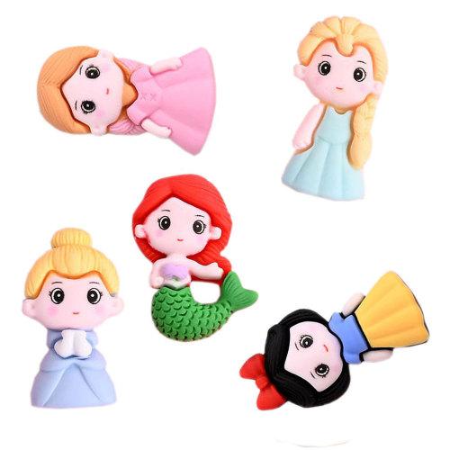 Kawaii Resin Κορίτσια μενταγιόν Flat Back Princess Cabochon Beads DIY Phone Case Ornament Hair Bow Center Embellishment