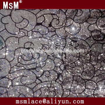 2015 new design sequin net embroidery fabric