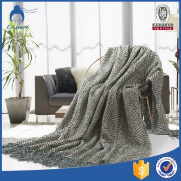 Wholesale 100% Acrylic heavy waffle knit thick fringed throw blanket