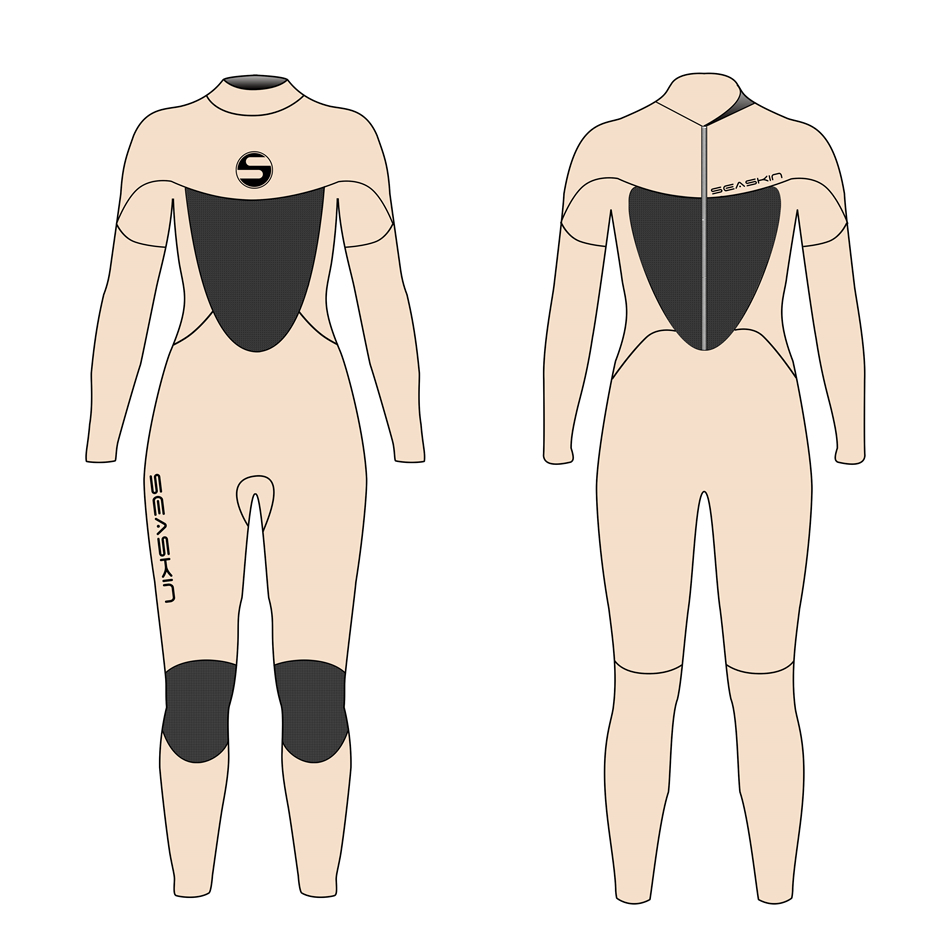 Seaskin Kadınlar 3mm Geri Zip Fullsuit Freeiving Wetsuits