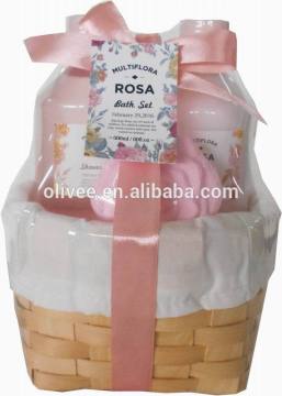 Useful spa gift set in bamboo basket