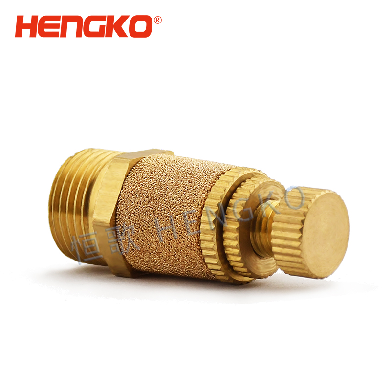 HENGKO sintered air pneumatic bronze stainless steel button bleeder muffler silencer 1/8'' NPT