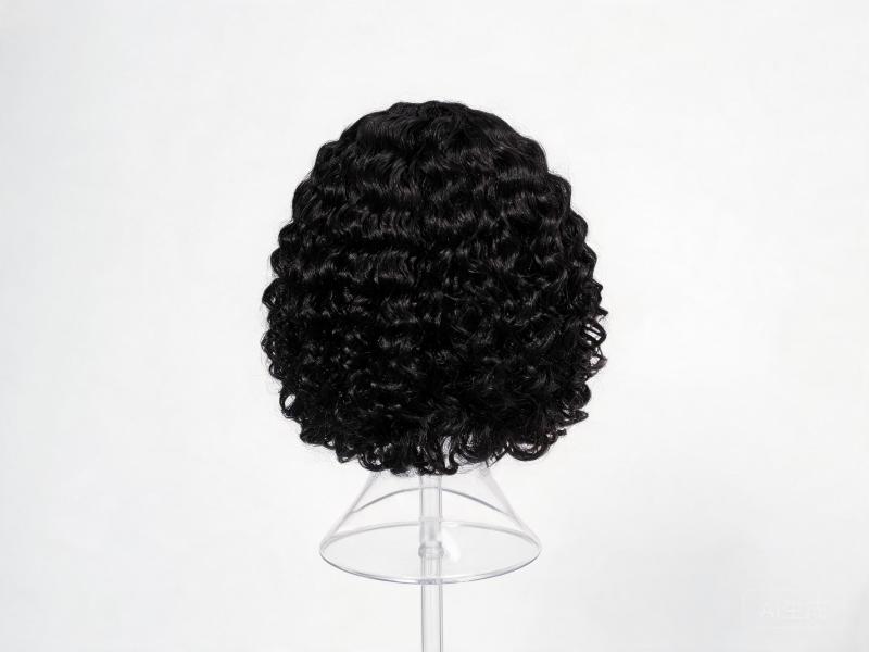 Natural Black Curly Bob Wig Lace Front Human Hair