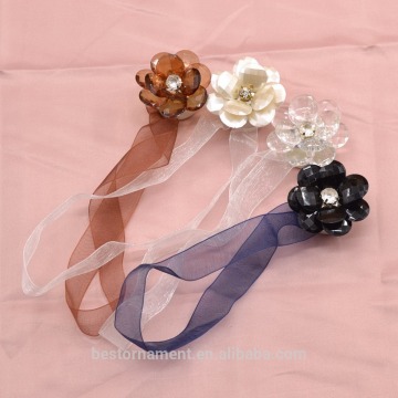 Elegant Crystal Flower Magnetic Curtain Rope Tieback