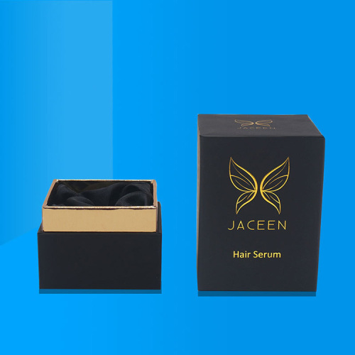 Boîtes de parfum personnalisé en papier noir de logo en or