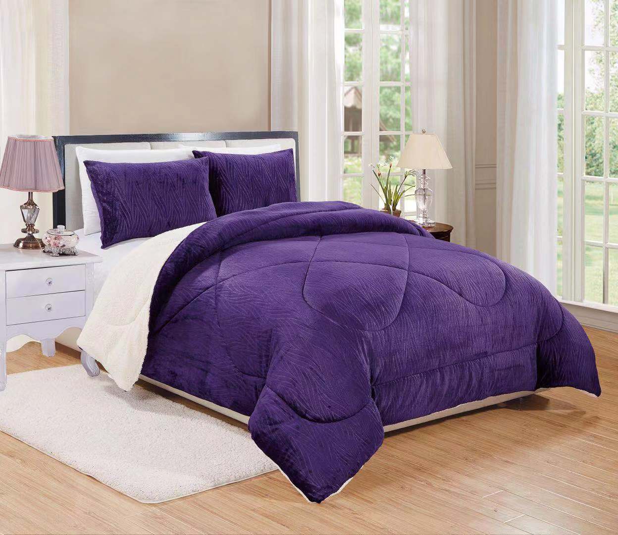 luxury bedspreads set polyester sherpa fleece bedspread super soft Sherpa fleece quilt set for bedroom